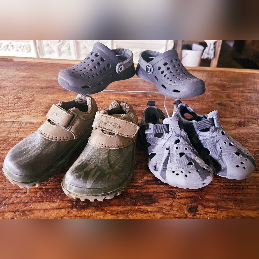 Toddler Boys Crocs Bundle! Joybees Clogs, Crocs, & Sketchers Foamies!